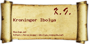 Kroninger Ibolya névjegykártya