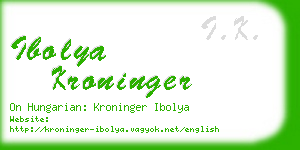 ibolya kroninger business card